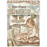 Stamperia White Christmas A6 Mini Rice Paper Selection, 8 Pieces by Cristina Radovan - DFSA6X10