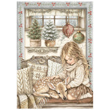 Stamperia White Christmas A6 Mini Rice Paper Selection, 8 Pieces by Cristina Radovan - DFSA6X10