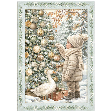 Stamperia White Christmas A6 Mini Rice Paper Selection, 8 Pieces by Cristina Radovan - DFSA6X10