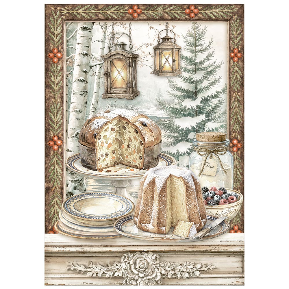 Stamperia White Christmas A6 Mini Rice Paper Selection, 8 Pieces by Cristina Radovan - DFSA6X10