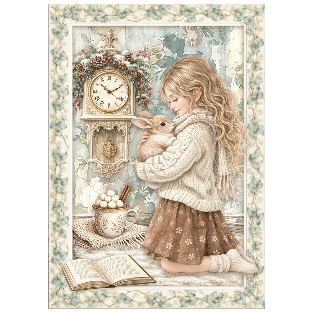 Stamperia White Christmas A6 Mini Rice Paper Selection, 8 Pieces by Cristina Radovan - DFSA6X10