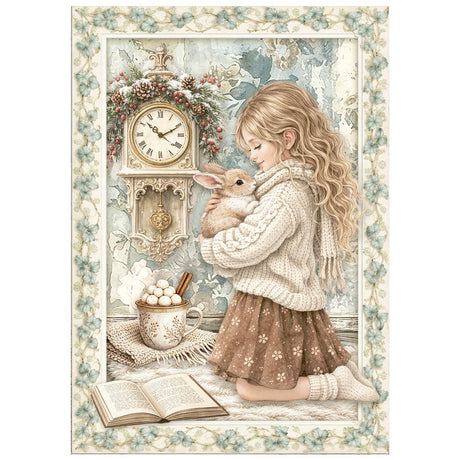 Stamperia White Christmas A6 Mini Rice Paper Selection, 8 Pieces by Cristina Radovan - DFSA6X10