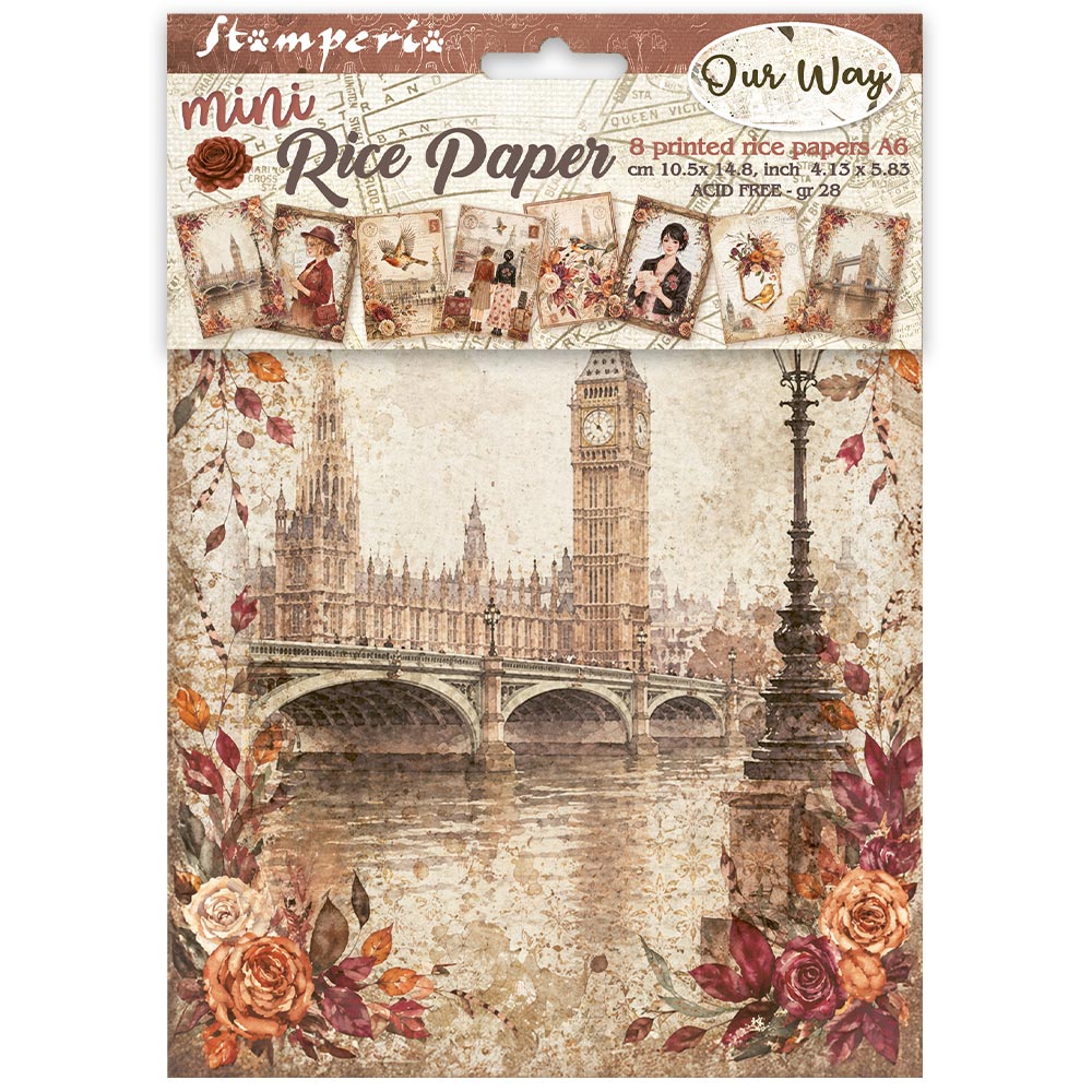 Stamperia Our Way A6 Mini Rice Paper Selection (8pcs) - DFSA6X12