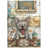 Stamperia Furry Friends 2 A6 Mini Rice Paper Selection (8pcs) by Antonis Tzanidakis - DFSA6X15