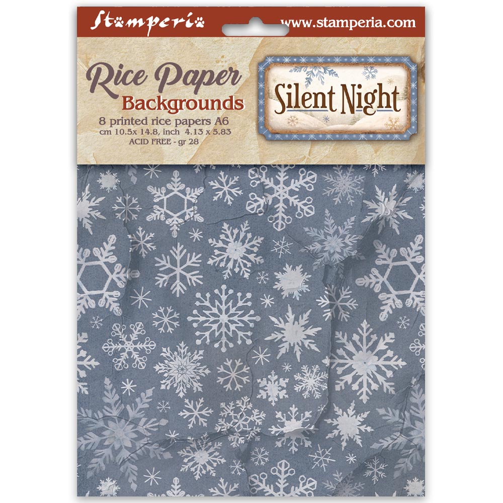 Stamperia Silent Night A6 Rice Paper Backgrounds Selection, 8 Pieces - DFSAK6058