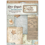 Stamperia White Christmas A6 Rice Paper Backgrounds Selection, 8 Pieces by Cristina Radovan - DFSAK6059