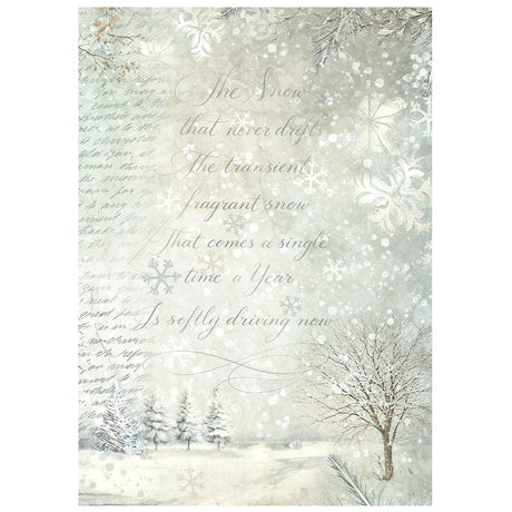 Stamperia White Christmas A6 Rice Paper Backgrounds Selection, 8 Pieces by Cristina Radovan - DFSAK6059