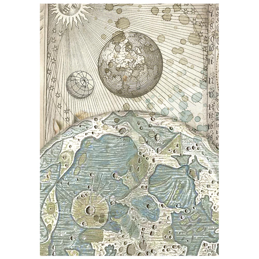 Stamperia Cosmos A6 Rice Paper Backgrounds Selection (8pcs) by Cristina Radovan - DFSAK6060