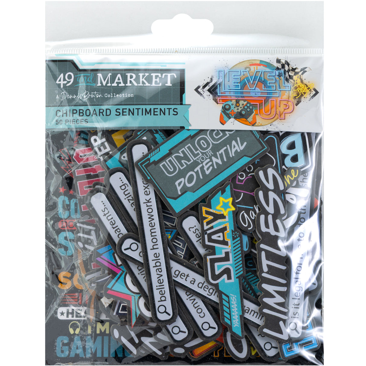49 & Market Level Up Chipboard Set - DLU-36657