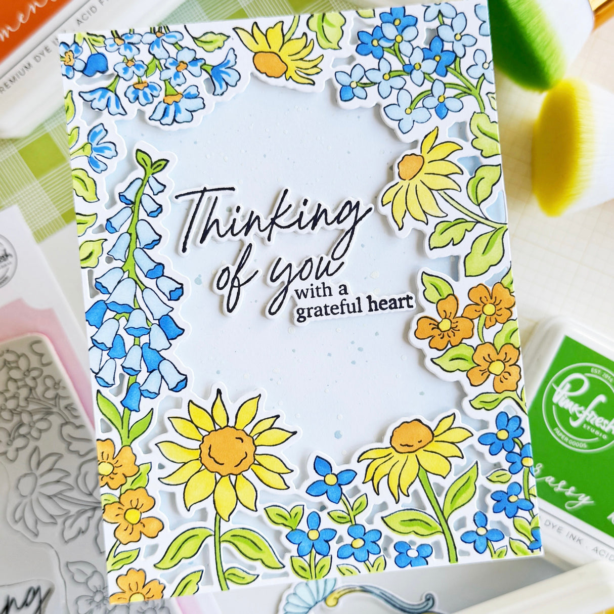 Pinkfresh Studio Sunlit Garden Cling Stamp / Stencil/ Die Bundle