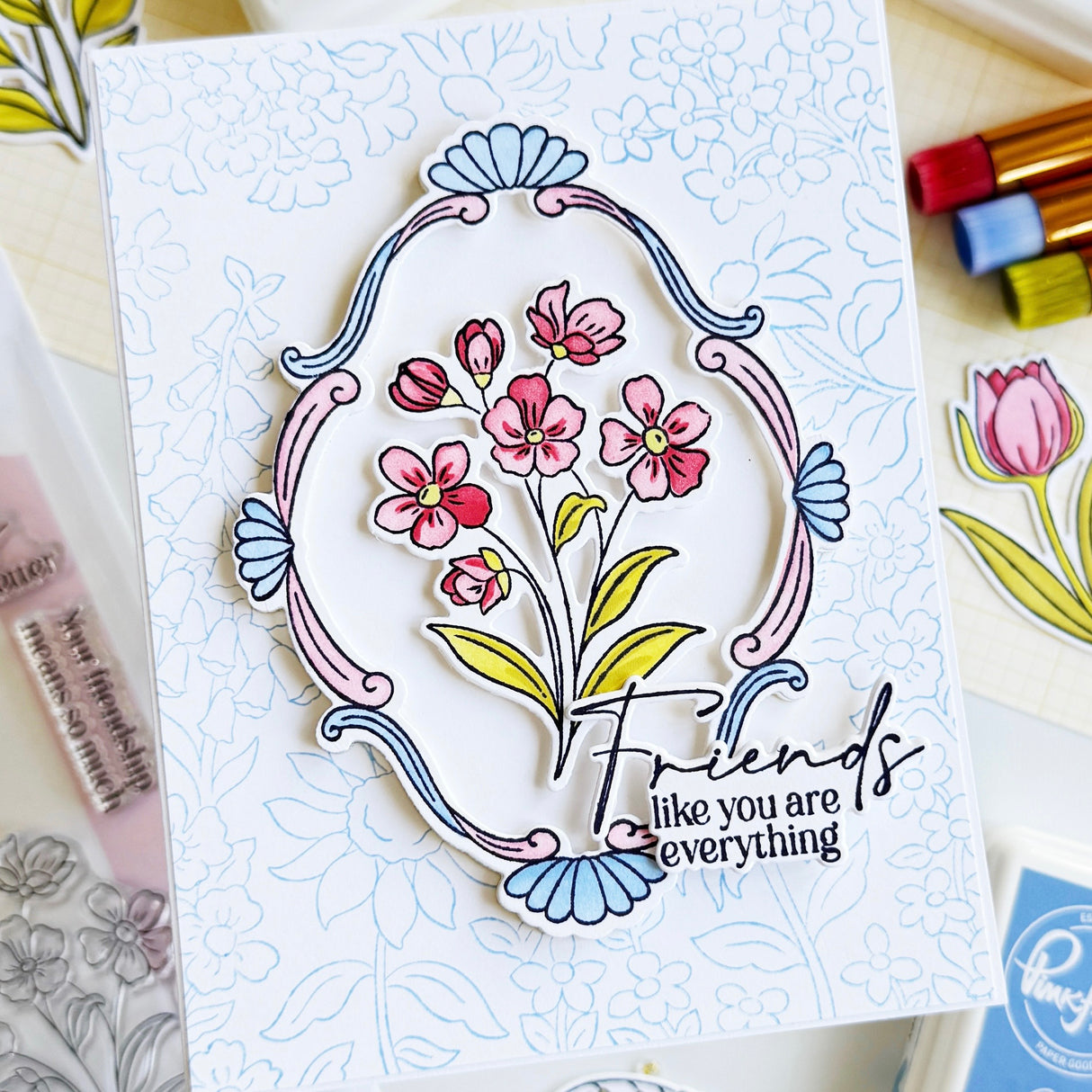Pinkfresh Studio Blossom Medallion Stamp / Die/ Stencil Bundle