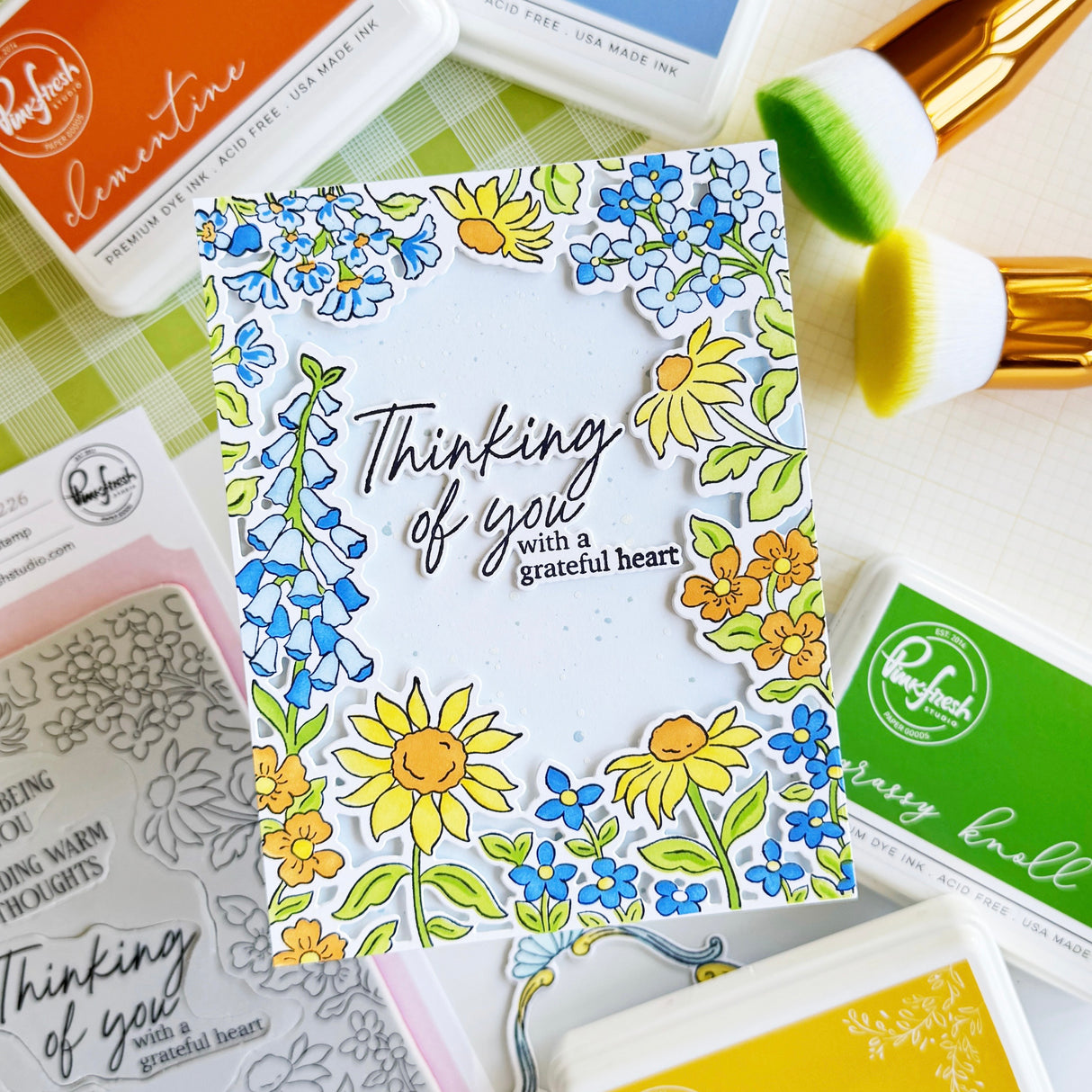 Pinkfresh Studio Sunlit Garden Cling Stamp / Stencil/ Die Bundle