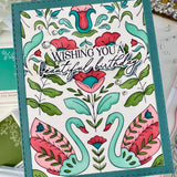 Pinkfresh Studio Swan Reverie cling stamp / Stencil / Press Plate Bundle