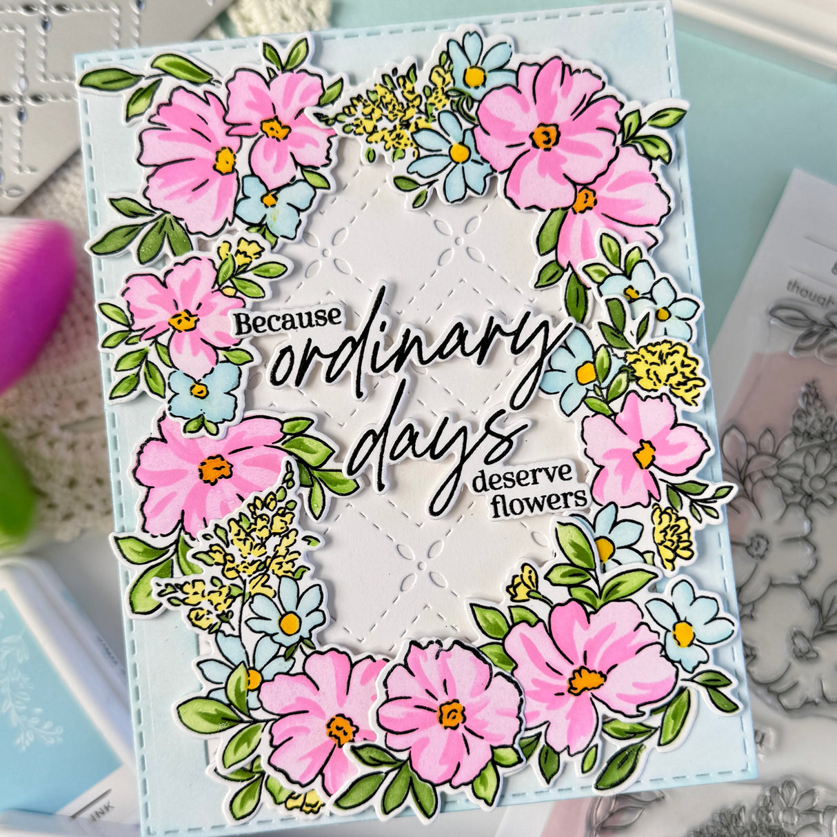 Pinkfresh Studio Garden Grace stamp, Die, Stencil and Washi Bundle