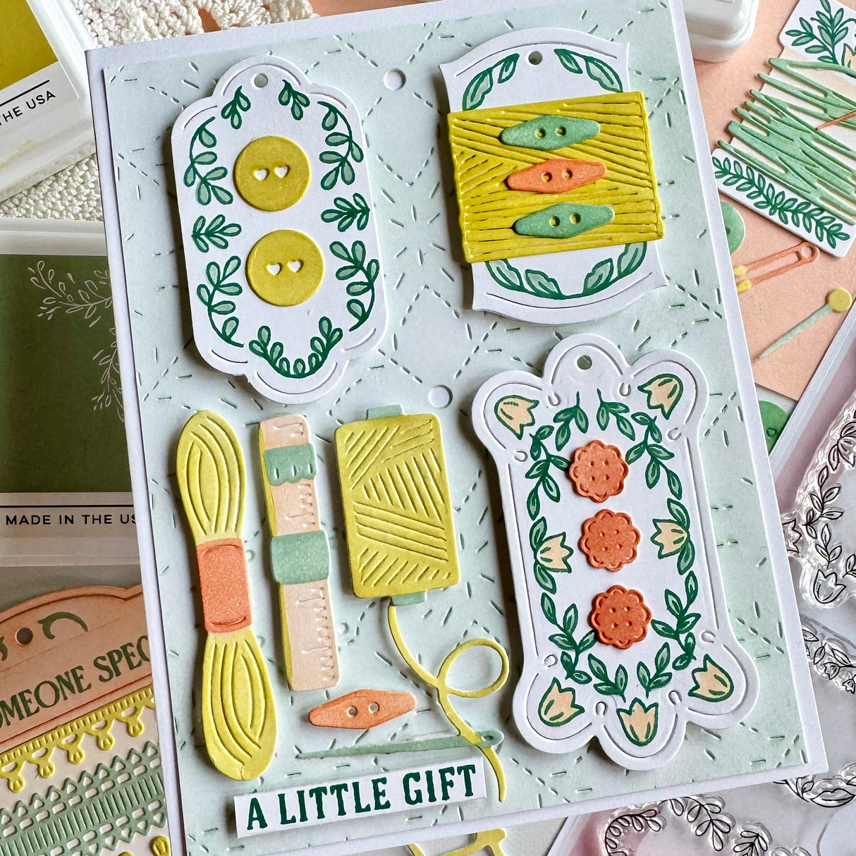 Pinkfresh Studio The Stitch Edit: Thread Spool Floral die / Stamp / stencil Bundle