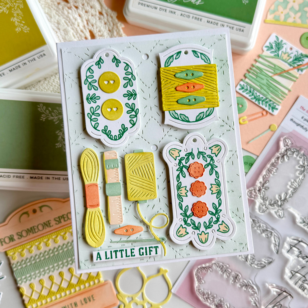 Pinkfresh Studio The Stitch Edit: Thread Spool Floral die / Stamp / stencil Bundle