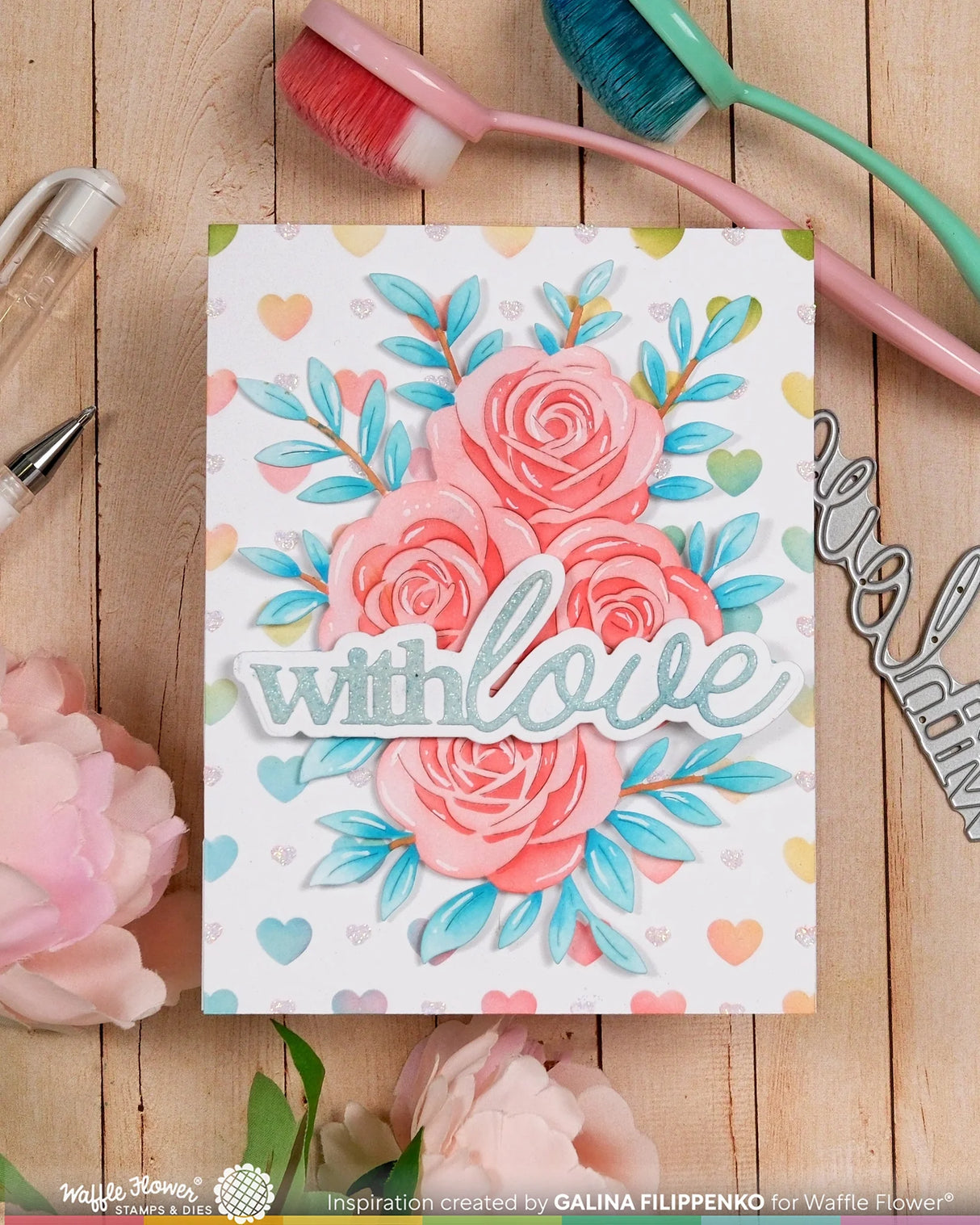 Waffle Flower Craft Dashed Lattice Hearts Stencil