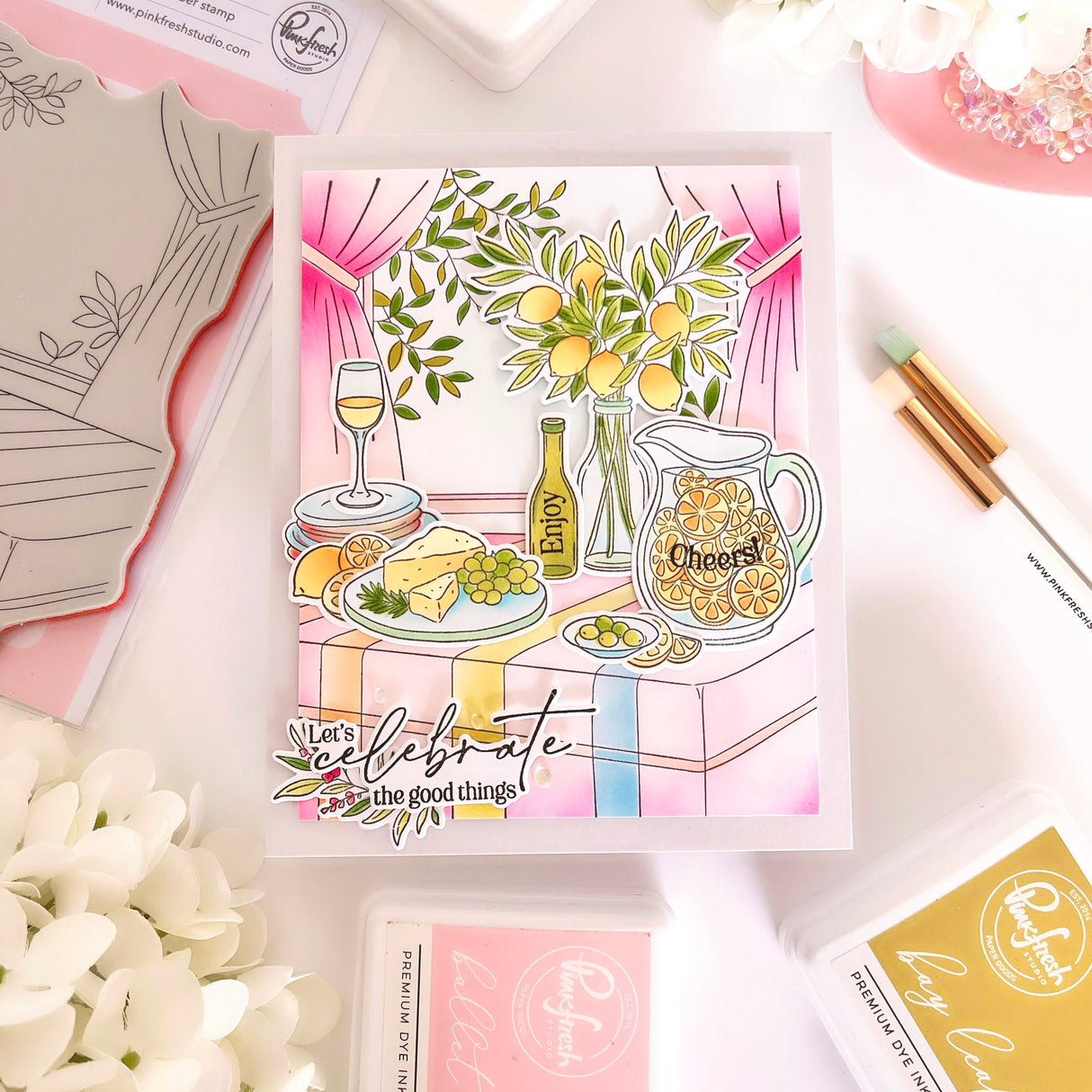 Pinkfresh Studio Sunlit Table Cling Stamp /Stencil Bundle