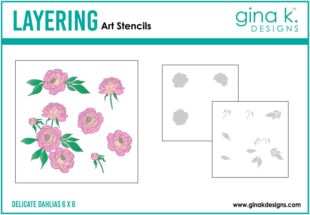 Gina K Designs STENCIL- Delicate Dahlias