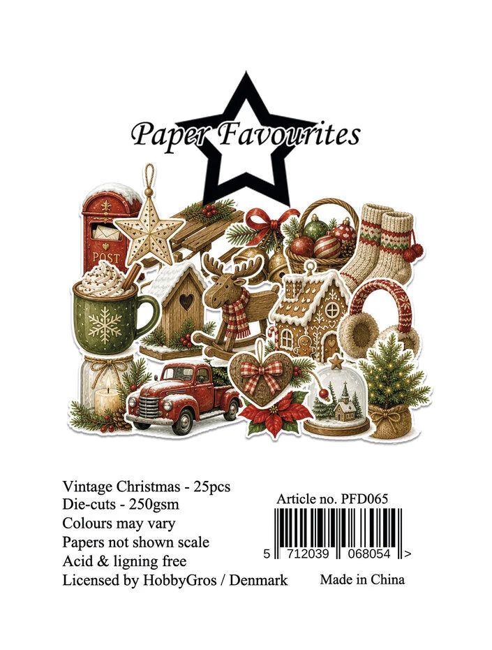 Paper Favourites A7 Vintage Christmas Die-Cuts, 25 Pieces - PFD065