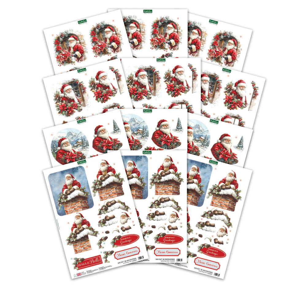 Katy Sue Designs Die Cut Decoupage – Santa Scenes (Pack of 12)
