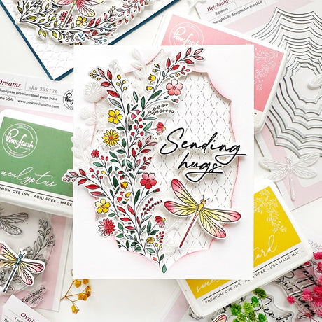 Pinkfresh Studio Dragonfly Dreams stencil stamp and die
