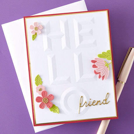 Spellbinders Beveled Hello A2 Cardfront 3D Embossing Folder from the Beveled Sentiment A2 Cardfront Collection