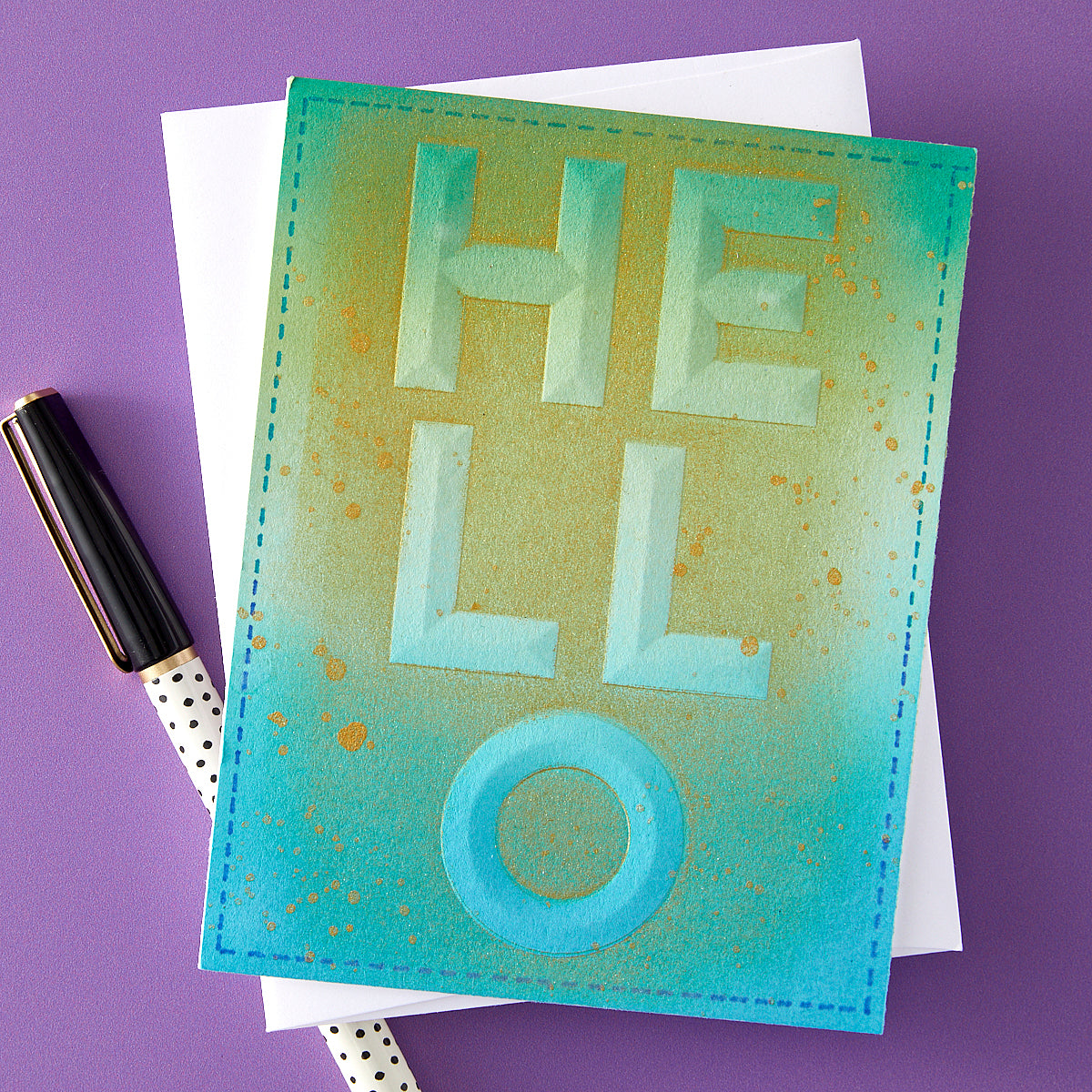 Spellbinders Beveled Hello A2 Cardfront 3D Embossing Folder from the Beveled Sentiment A2 Cardfront Collection