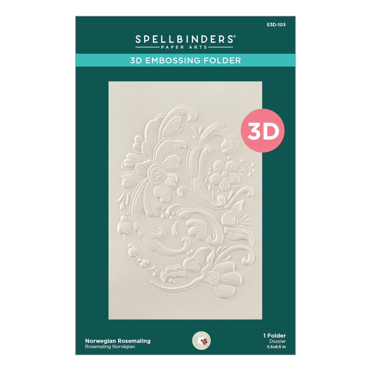 Spellbinders Norwegian Rosemaling 3D Embossing Folder from the Winter's Grace Garden Collection by Susan Tierney-Cockburn