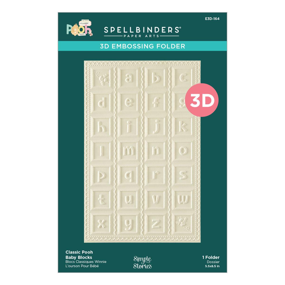 Spellbinders Classic Pooh Baby Blocks 3D Embossing Folder