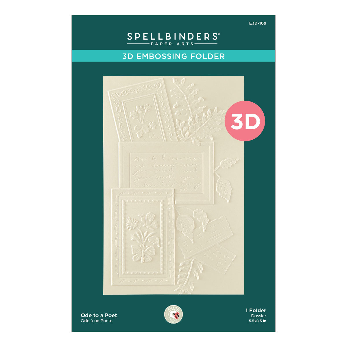 Spellbinders Ode to a Poet 3D Embossing Folder by Susan Tierney-Cockburn