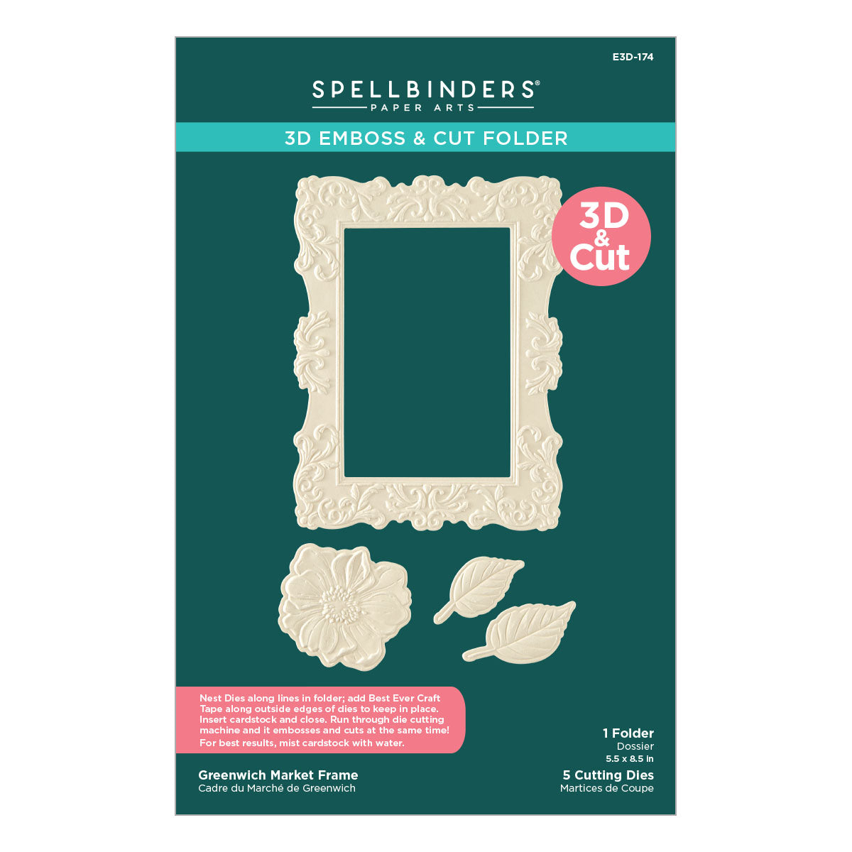 Spellbinders Greenwich Market Frame 3D Emboss & Cut Folder E3D-174
