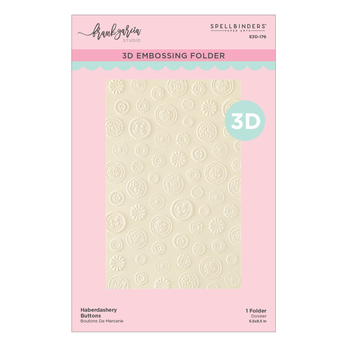 Spellbinders Haberdashery Buttons 3D Embossing Folder by Frank Garcia