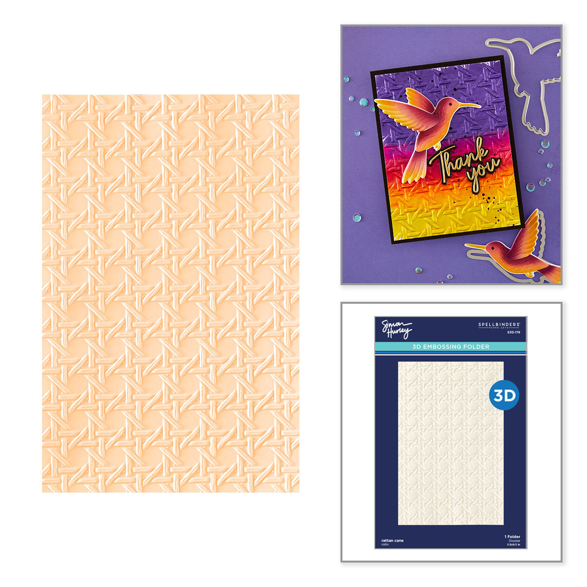 Spellbinders Rattan Cane 3D Embossing Folder by Simon Hurley E3D-178