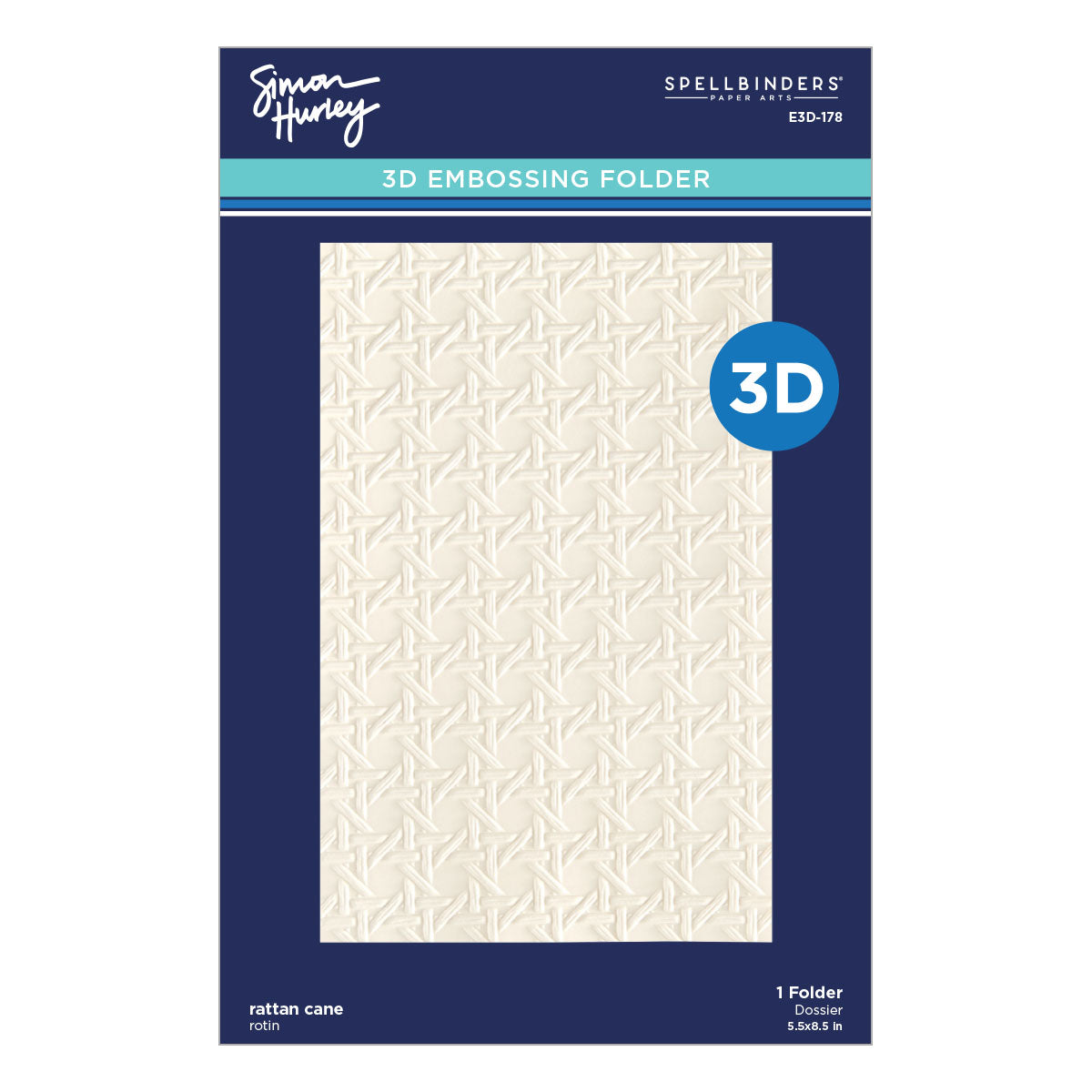 Spellbinders Rattan Cane 3D Embossing Folder by Simon Hurley E3D-178