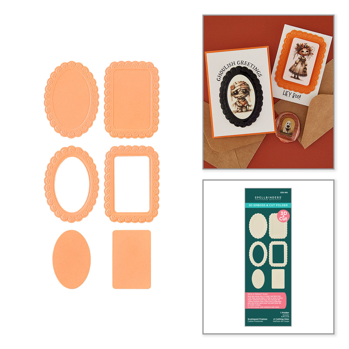 Spellbinders Scalloped Frames 3D Emboss & Cut Folder - E3D-180