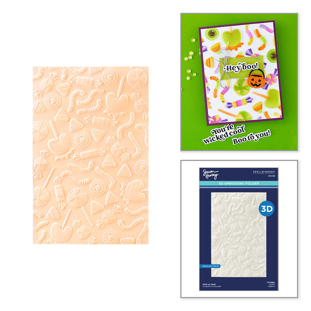 Spellbinders Trick or Treat 3D Embossing Folder & Stencil Bundle by Simon Hurley