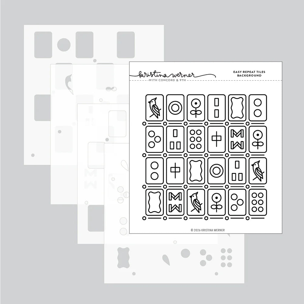 Concord & 9th KW Easy Repeat Tiles Background Stamp & Stencil bundle