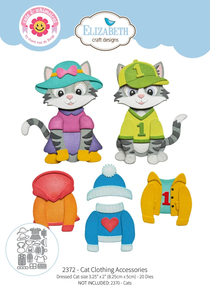Elizabeth Craft Designs Meet the Cats Die Cat Clothing Accessories by Cute & Whimsical - 2372