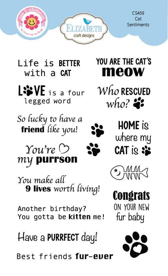 Elizabeth Craft Designs Meet the Cats Stamps Cat Sentiments by Cute & Whimsical - CS459
