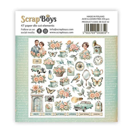 ScrapBoys Elizabeth Double Sided Die Cut Elements (47pcs) (SB-ELIZ-12)