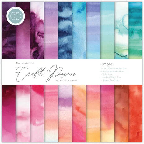 Craft Consortium Essential Craft Papers 8x8 Inch Paper Pad Ombre (CCEPAD030E)