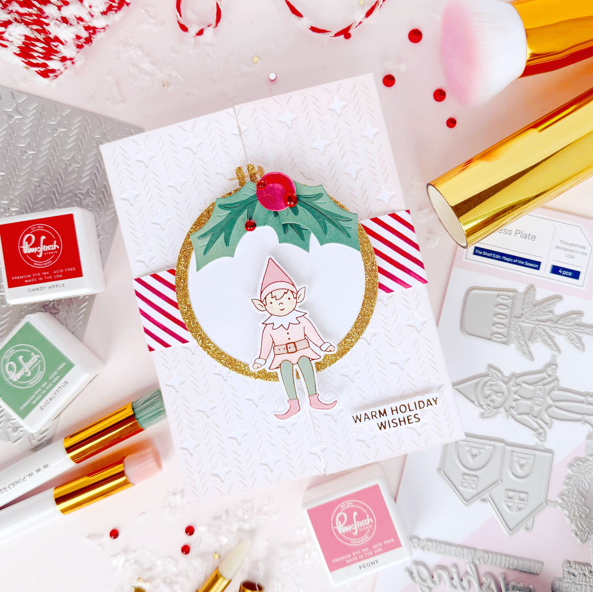 Pinkfresh Studio The Shelf Edit: Magic of the Season stamp/ Die/ Stencil Bundle