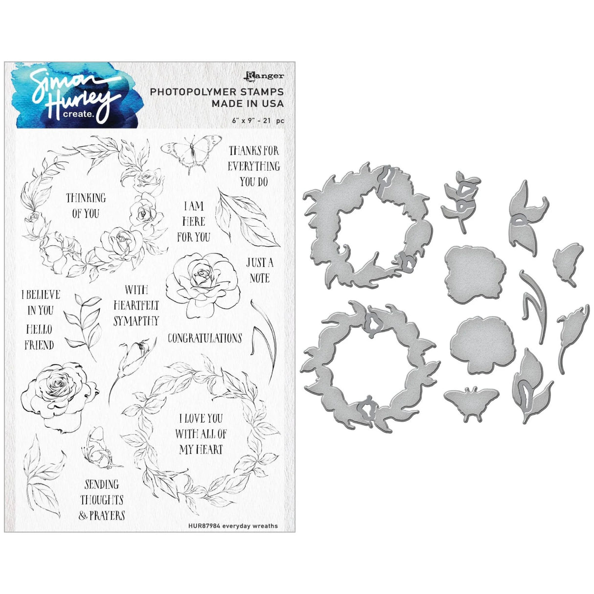 Spellbinders Everyday Wreaths Stamp And Die Bundle by Simon Hurley