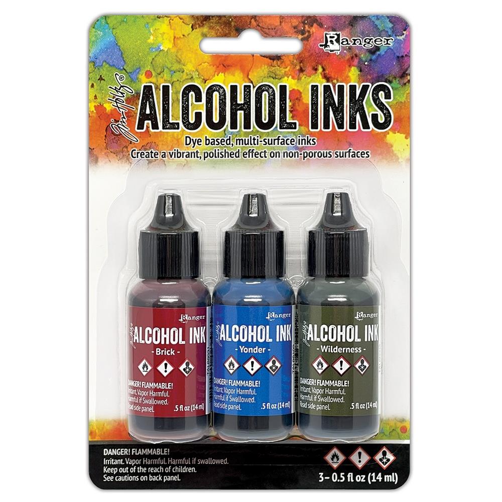 Tim Holtz Alcohol Ink .5oz 3/Pkg Expedition-Brick/Yonder/Wilderness