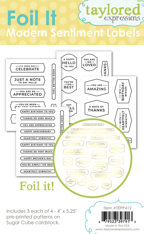 Taylored Expressions Foil It - Modern Sentiment Labels