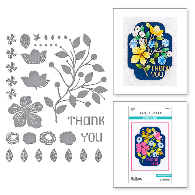 Spellbinders Four Petal Thank You Floral Etched Dies from the Four Petal Collection