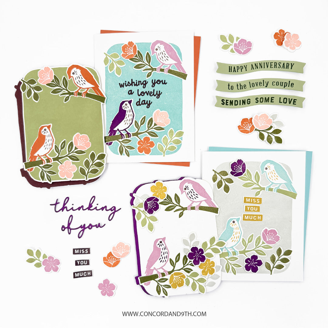 Concord & 9th Finch Friends Stamp Set (6 x 8) & Die Bundle