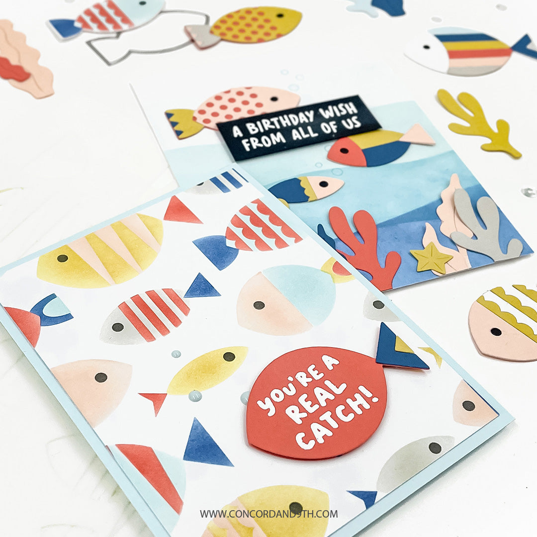 Concord & 9th Fish Friends Stamp Set & Dies (4 x 4)
