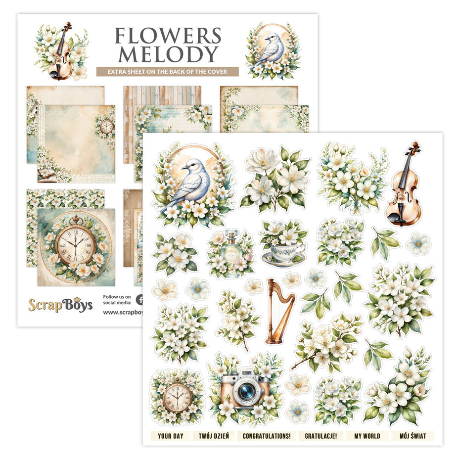 ScrapBoys Flowers Melody 12x12 Inch Paper Pad (SB-FLME-08)